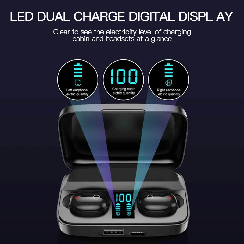 TWS стереонаушники с зарядным футляром и поддержкой Bluetooth 5 0 2000 мА · ч|Наушники