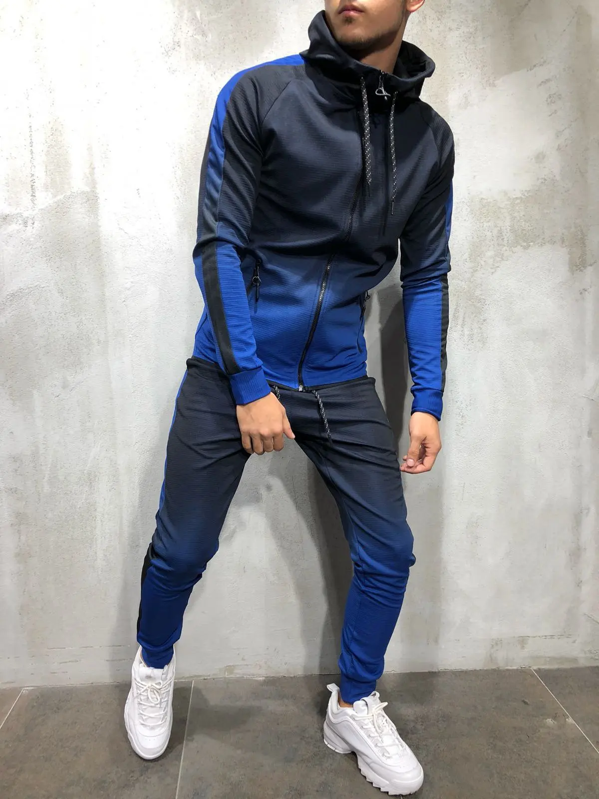 Костюм спортивный мужской с капюшоном, приталенный брендовый костюм на молнии, в стиле хип-хоп, с 3D градиентным принтом, спортивная одежда, к... от AliExpress RU&CIS NEW