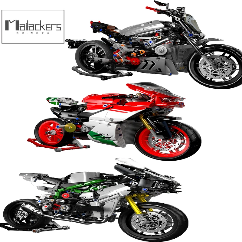 

Mailackers Technical Car Fast Iocomotive Motorcycle Building Blocks Technical Autobike Model Bricks playmobil Toys For Children