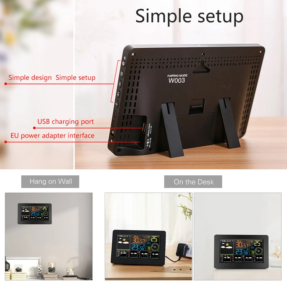 

Smart Weather Monitor Temperature Humidity Barometric Wind Speed Digital Clock Functions thermometer with Outdoor Sensor