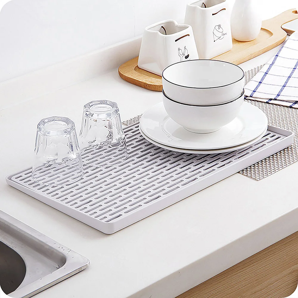 Горячее предложение силиконовый квадратный коврик для сушки посуды премиум