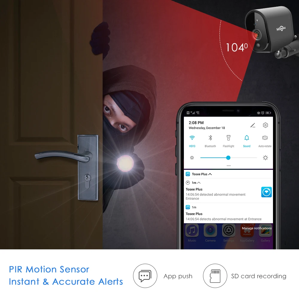 Беспроводная камера видеонаблюдения Hiseeu водонепроницаемая безопасности 1080P с