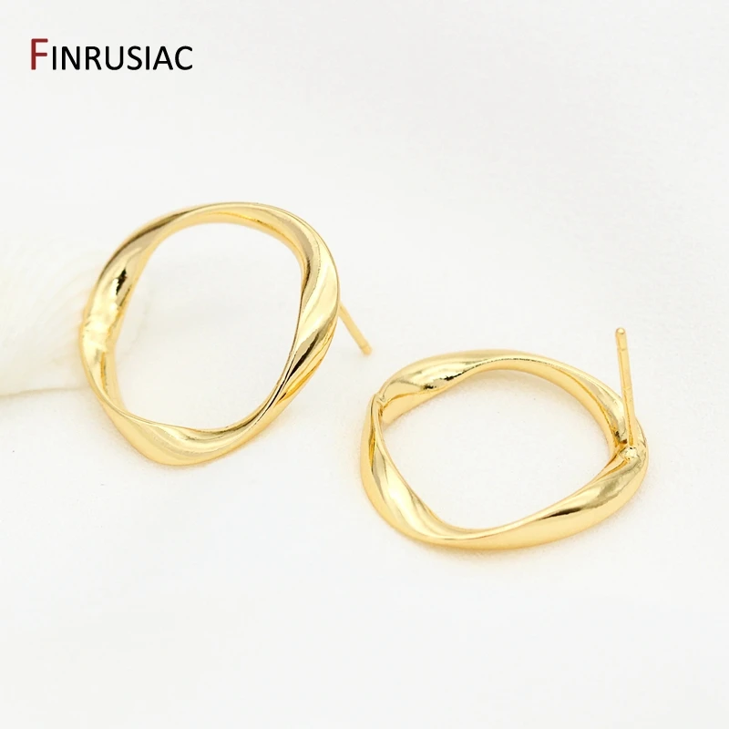 Изготовление сережек поставки 925 Серебряные иглы 14K позолоченные скрученный круг