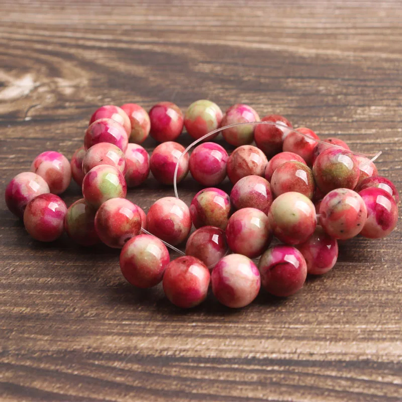 Lan Li fashion natural Jewelry Peach colorful jades Loose beads DIY woman bracelet necklace ear stud accessories | Украшения и