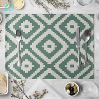 blue geometric placemat art stripes pattern linen table mat placemats for kitchen dining place mats pads place mats