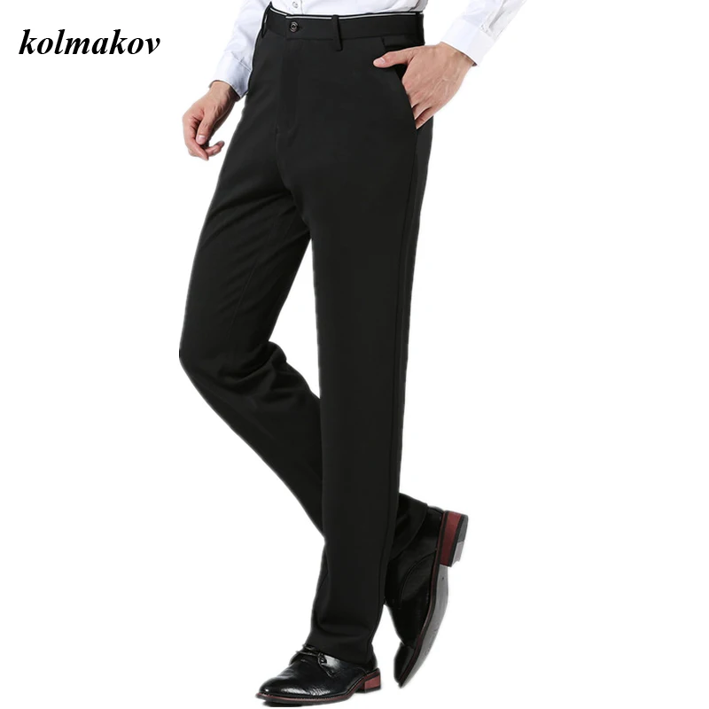 

Новое поступление стильные мужские изысканные брюки высокого качества Модные Повседневные однотонные мужские Умные повседневные брюки Эл...