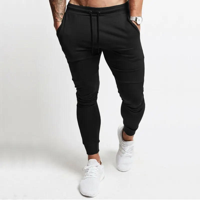 

Sport Men's Drawstring Pants Slim Fit Trousers Spring Fitness Solid Jogger Solid Pocket Exercise Sweatpants