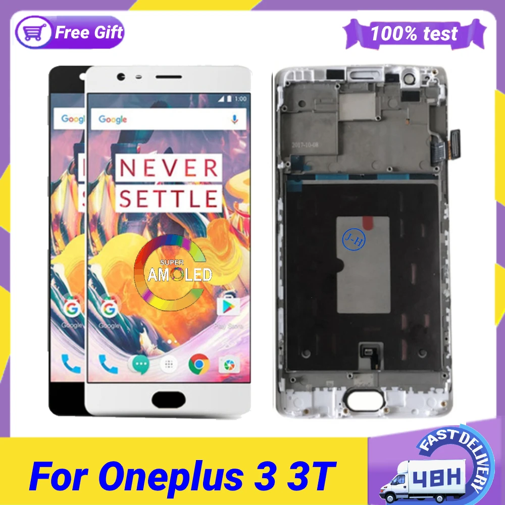 OLED-дисплей 5 ''для Oneplus 3 3T сменный дисплей с рамкой ЖК-дисплей сенсорный экран