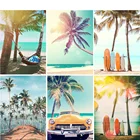 Алмазная живопись YI, картина квадратнаякруглая 5D сделай сам, для морского берега, отпуска, украшение для дома