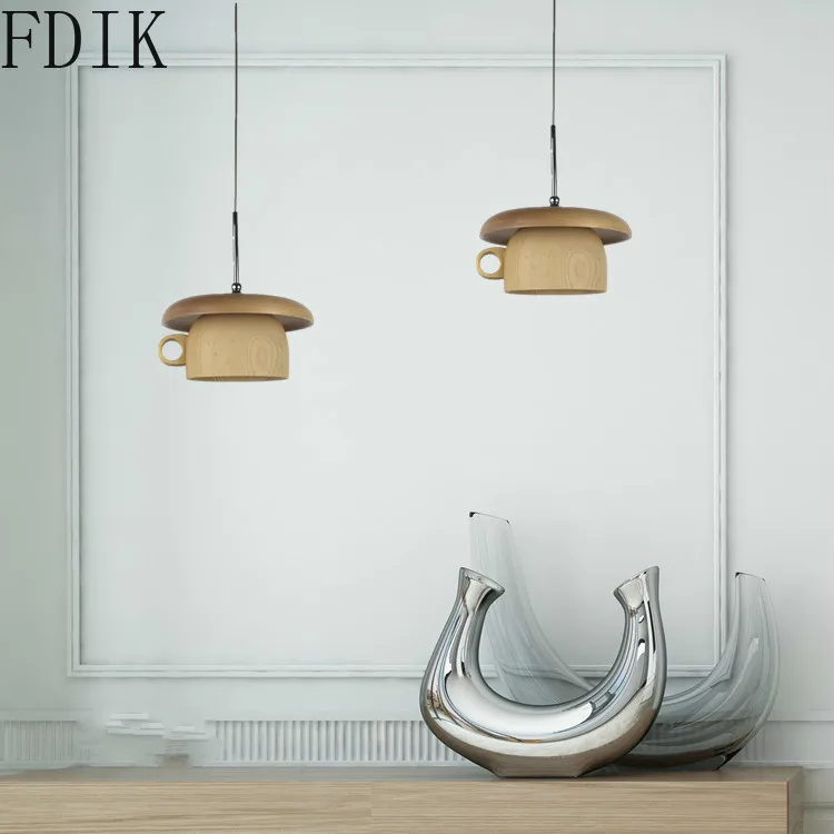 Креативная деревянная чайная чашка подвесные светильники для спальни