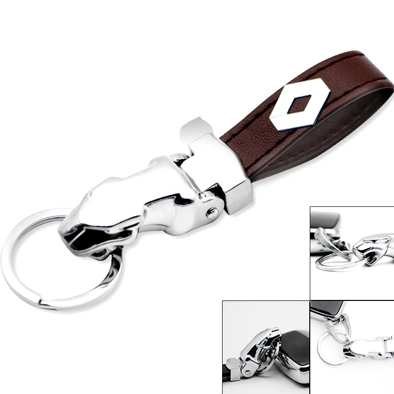 Car Badge Leather Leopard head Keyring Keychain Key Chain For Renault Megane 2 3 Duster Logan Clio Laguna Captur | Автомобили и