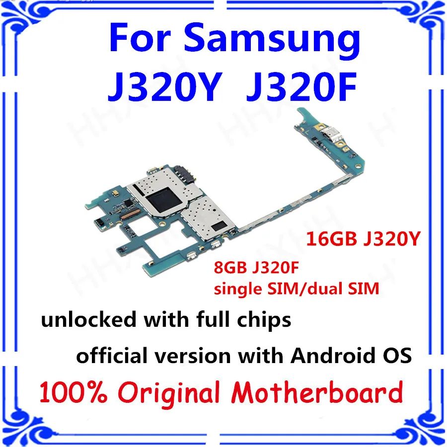 Для Samsung Galaxy J3 материнская плата J320Y J320F Одиночная/двойная sim Android 8 ГБ/16 ГБ