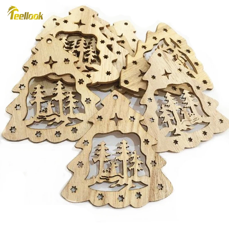 50 шт. деревянные новогодние и рождественские украшения Teellook|Кулоны подвески| |