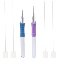 rorgeto punch needle embroidery stitching tool cross stitch pen for diy hand crafts magic embroidery pen with 2 threaders