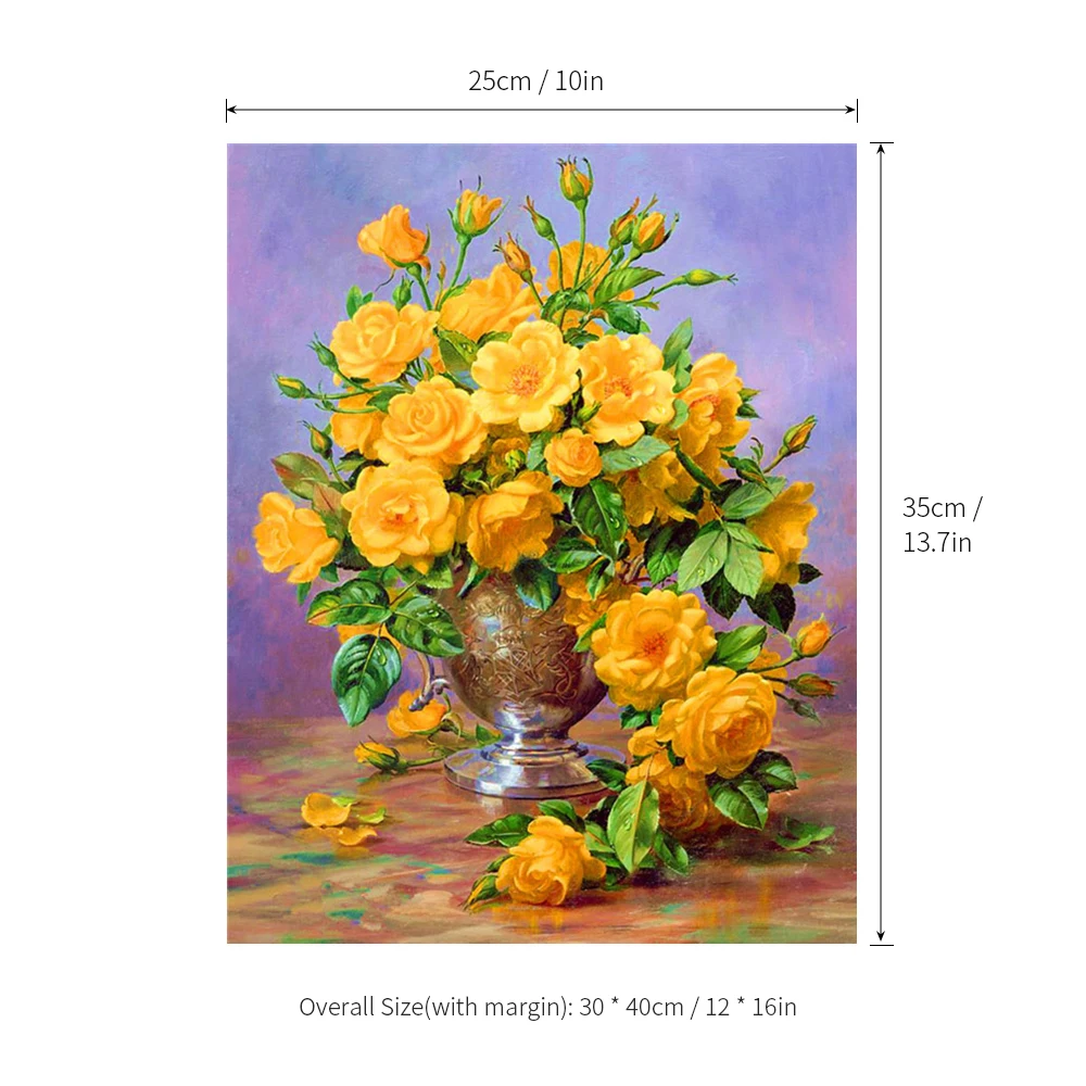 30 x 40cm DIY 5D Diamond Painting Kit Flower Resin Decor Mosaic Embroidery Cross Stitch Craft Home Wall Diamond-painting | Дом и сад