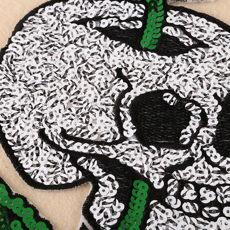 1 шт. 25*18 см патчи с блестками в форме черепа цветка стиле панк для