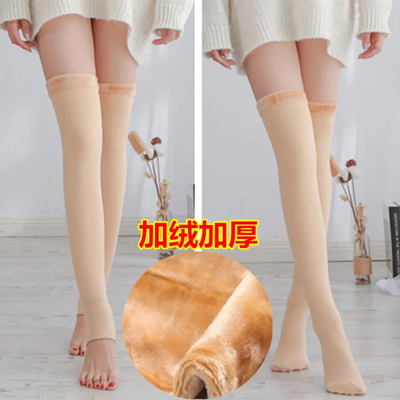 

hot Women Fashion Fleece Stockings Female Stockigns Winter Thick Sox Web Celebrity High Calf Knee Stocking Lady