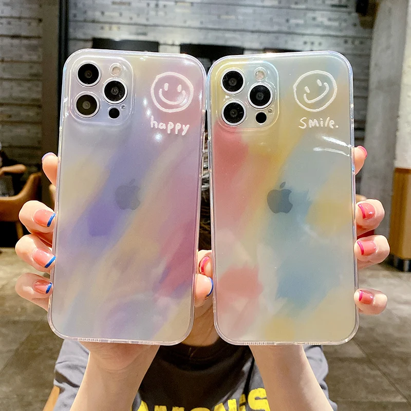 

Модный чехол для телефона с акварельным рисунком для IPhone 12 11 Pro Max XR, прозрачный противоударный чехол для IPhone 8 7 Plus XS Max SE 12 Mini X XS, чехол