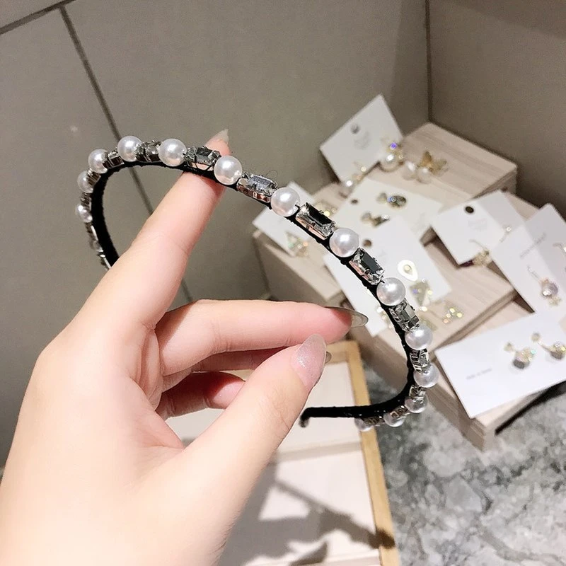 

Korea Style New Simple Girl Headband Zircon Rhinestones Exquisite Imitation Pearls Hairband for Ladies Fashion Hair Accessories