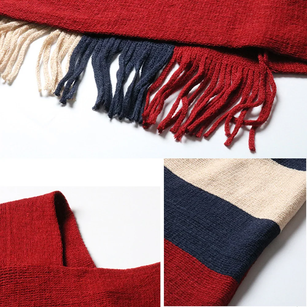 Joineles Autumn Wool Women Sweaters Stripe Tassels Fashion Knitwear Pullovers Female Outwear Tops Korean Style Cape Poncho | Женская