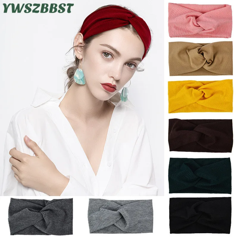 

Winter Spring Bowknot Women Headwear Soft Elastic Headband Women Hairband Solid Lady Bonnet Knit Girls Hats Wild Accessories