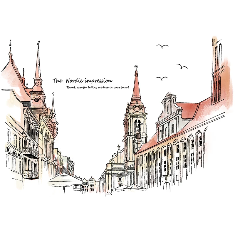 

DIY Buildings Wall Stickers for Living Room Office Decoration Home Accessories Bedroom Mural Decals