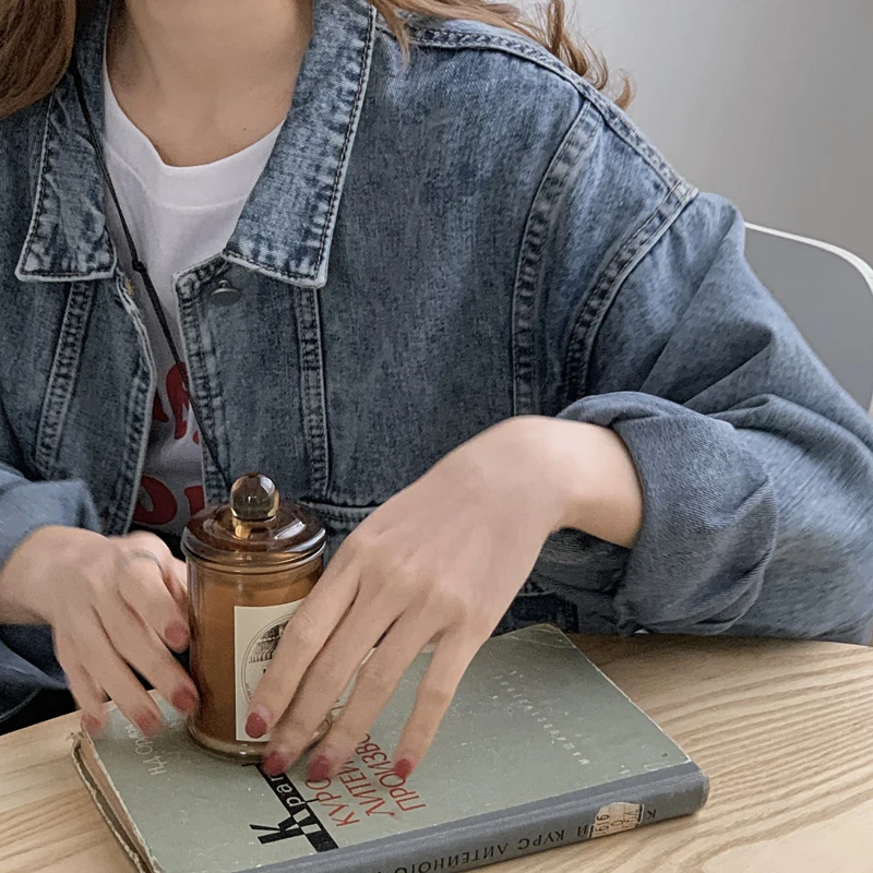 

Alien Kitty 2021 Spring Korean Women's Handsome Retro Washed Denim Jacket Solid Casual Blue Jackets Loose Jeans Coats Female