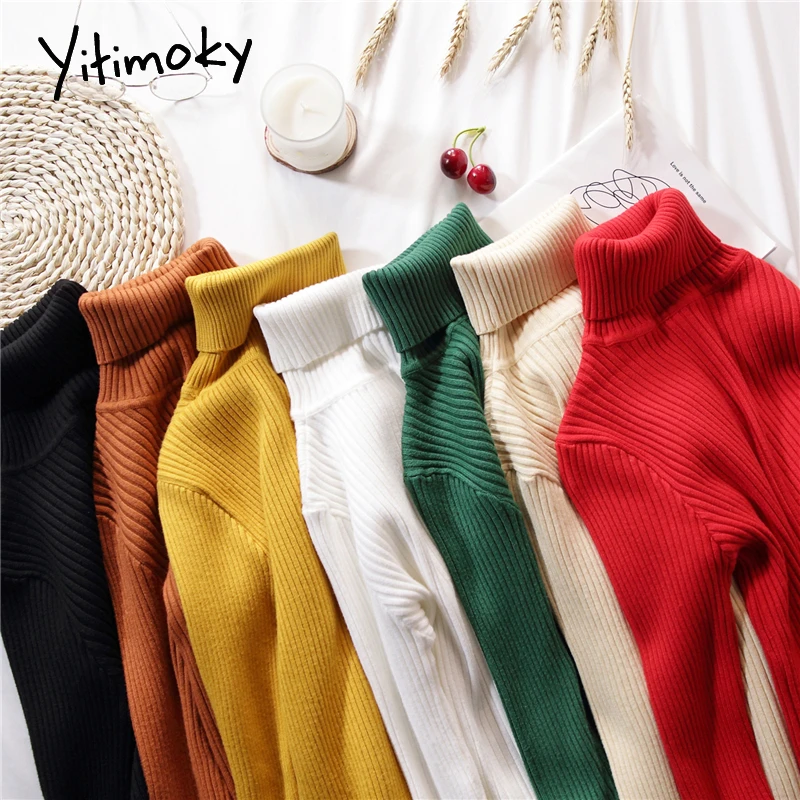 Свитеры и пуловеры с высоким воротником Женский мягкий эластичный однотонный