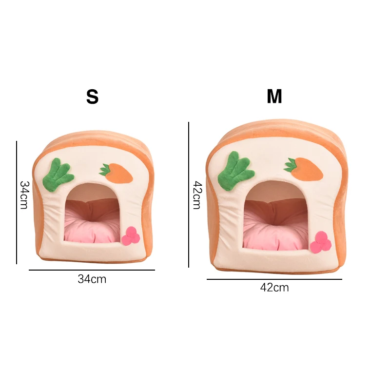 

Short Plush Toast Bread Modeling Pet Nest Cat Bed Soft And Comfortable Cats House Small Kennel Breathable Keep Warm Pet Supplies