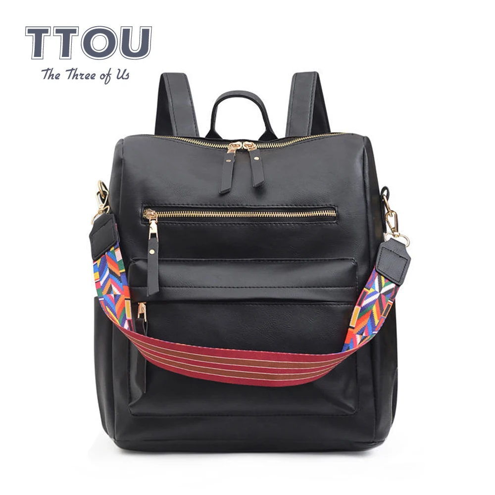 

Высококачественный Женский рюкзак из искусственной кожи с ремешком и принтом, многофункциональный вместительный дорожный женский универс...