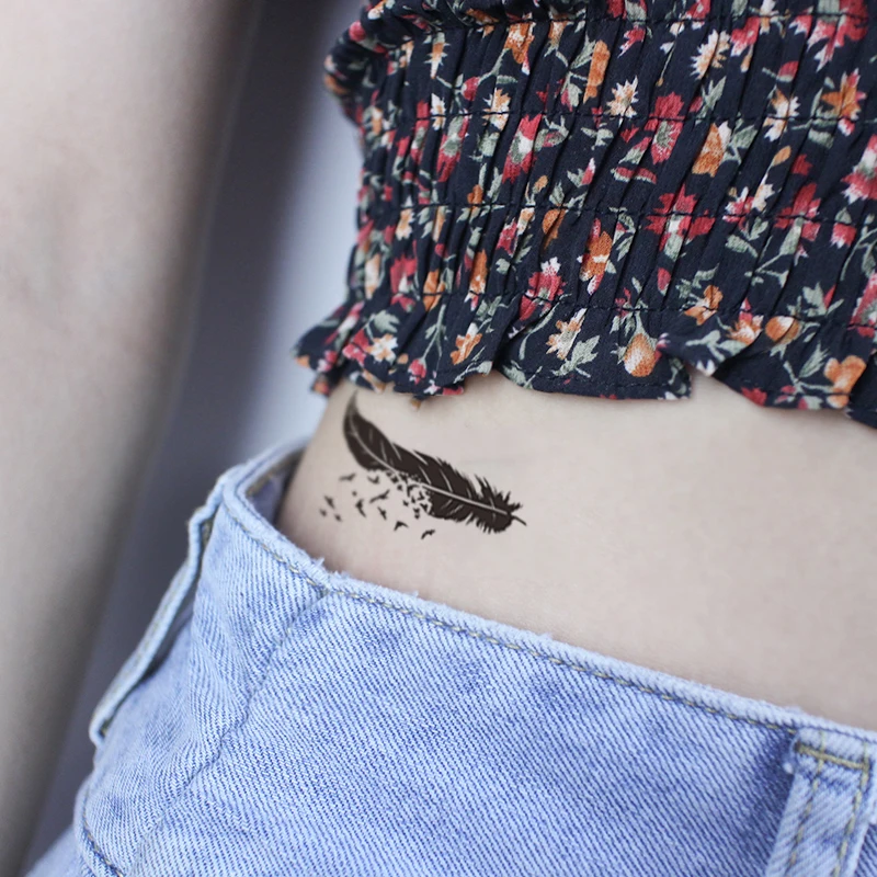 

Bird Sexy Feather Temporary Tattoo Sticker Waterproof Women Men Adults Fake Body Art New Design 10.5X6cm Kids Hand Tatoo
