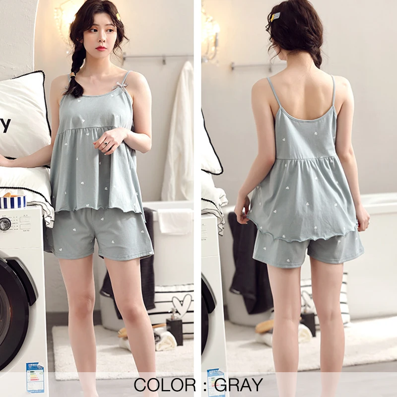 Пижамный комплект Женский хлопковый одежда для сна с V-образным вырезом и