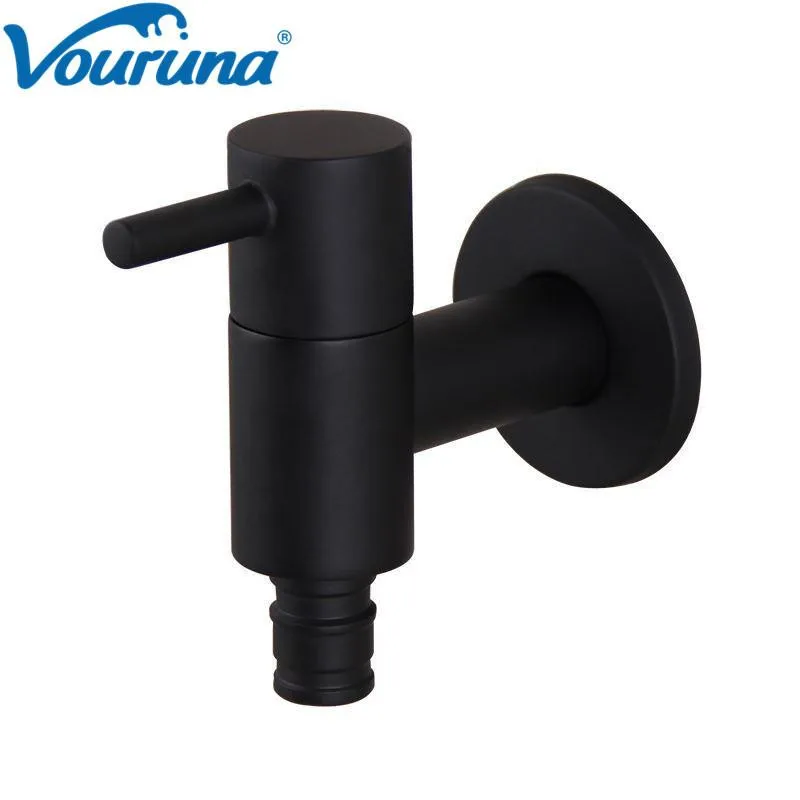 

VOURUNA Matte Black Washing Machine Tap Valve Fitting for G1/2 Inch IPS Turn Switch Angle Stop Valve