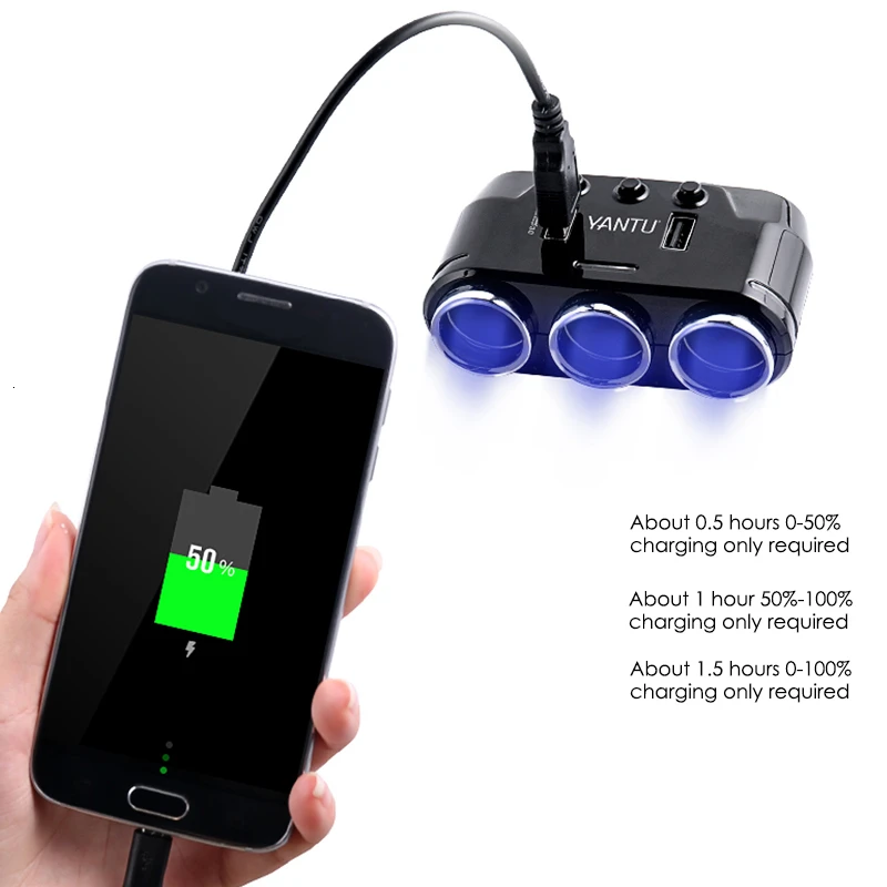 QC3.0 быстрое автомобильное зарядное устройство с 2 портами USB адаптер питания
