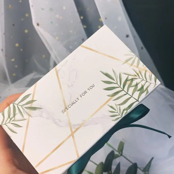 

20pcs Green/Red/Blue Gift Boxes With Ribbon Wedding Birthday Party Chocolate Candy Packing Support Box Favor