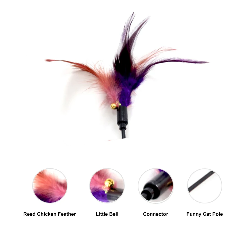 

Funny Tease Cat Stick Feather Interactive Pet Sounding Bell Toy for Kitten Puppy Accessories Supplies