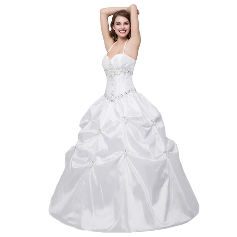 H & S-vestidos de novia con velo sin tirantes y cuentas, elegantes, con encaje, grande