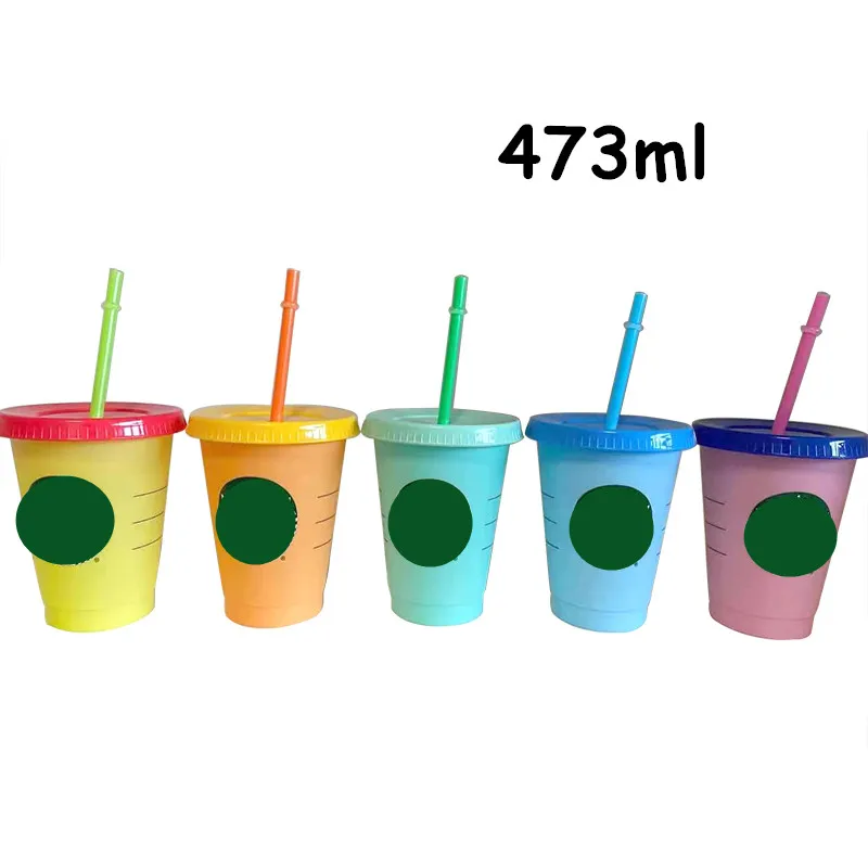 

710ml Color Changing Cold Cups Plastic Tumbler With Lid Reusable Tumbler Juice Coffee Mug Summer Collection Drinkware With Logo