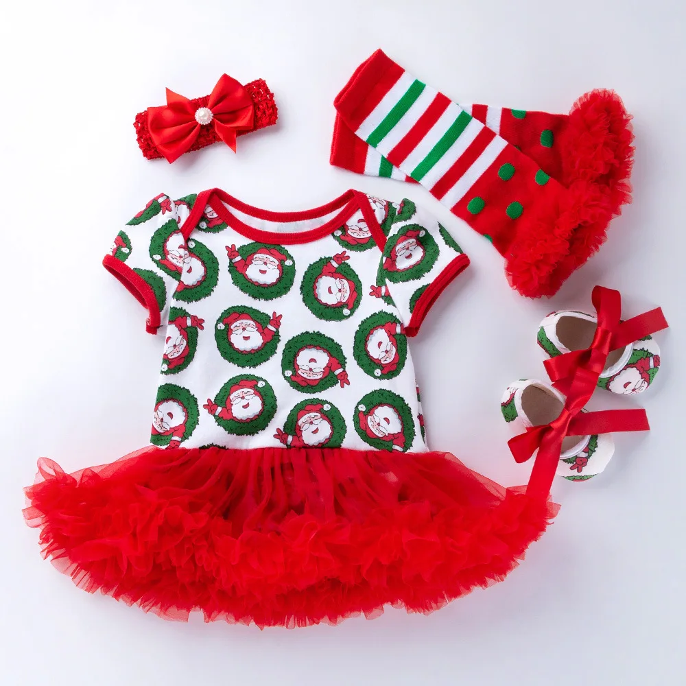 

Cute Deer Christmas Costumes for Kids Romper Dress Headband Leg Warmers Crib Shoes New Born Baby Girl Clothes Infant Clothing