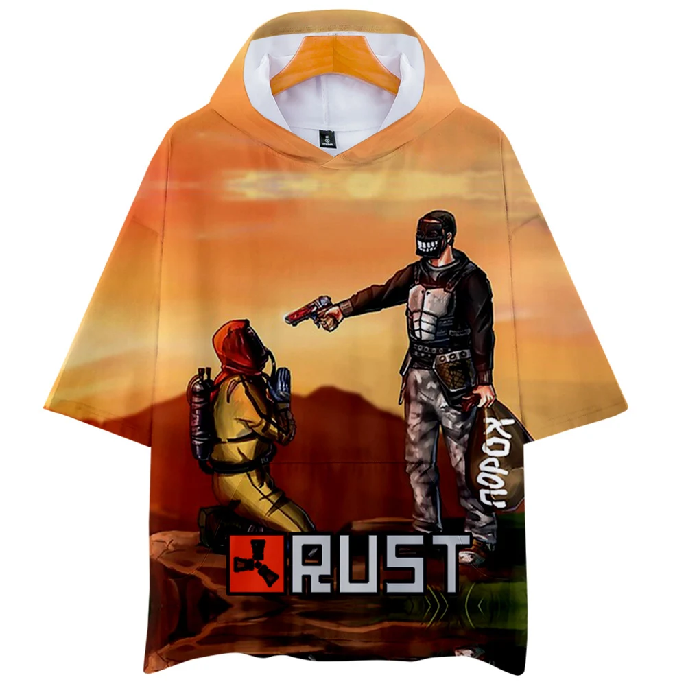 

2021 Rust Game Tshirt 3D Women Men's Hooded T-shirts Summer Short Sleeve Harajuku Streetwear Funny Clothes Plus Size