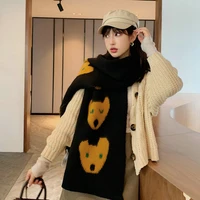 new arrival comfortable thick soft cute bear print scarf warm temperamental fresh high quality knit classical wild elegant shawl