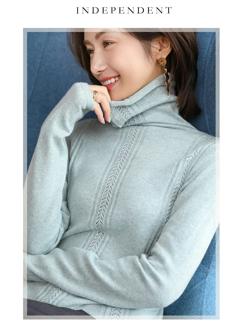 BELIARST Autumn and Winter New Pile of Cashmere Sweater Women's Pullover Sweater Was Thin Hollow Knit Bottoming Sweater