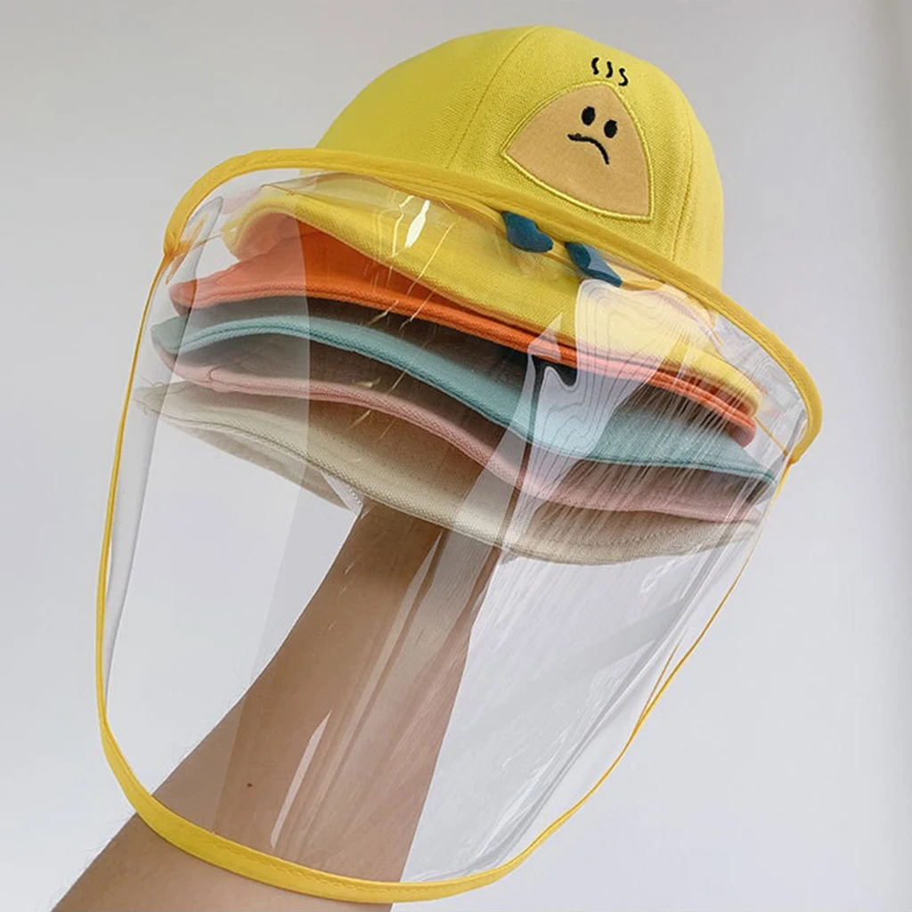 

Boys Girls Cute Sun Hat Detachable Full Face Anti-UV Bucket Cap Windproof Kids Protective Helmet
