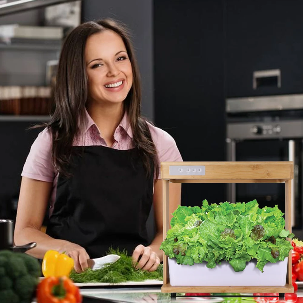 Бамбуковая система гидропоники умная коробка с растительным светильник Ecoo