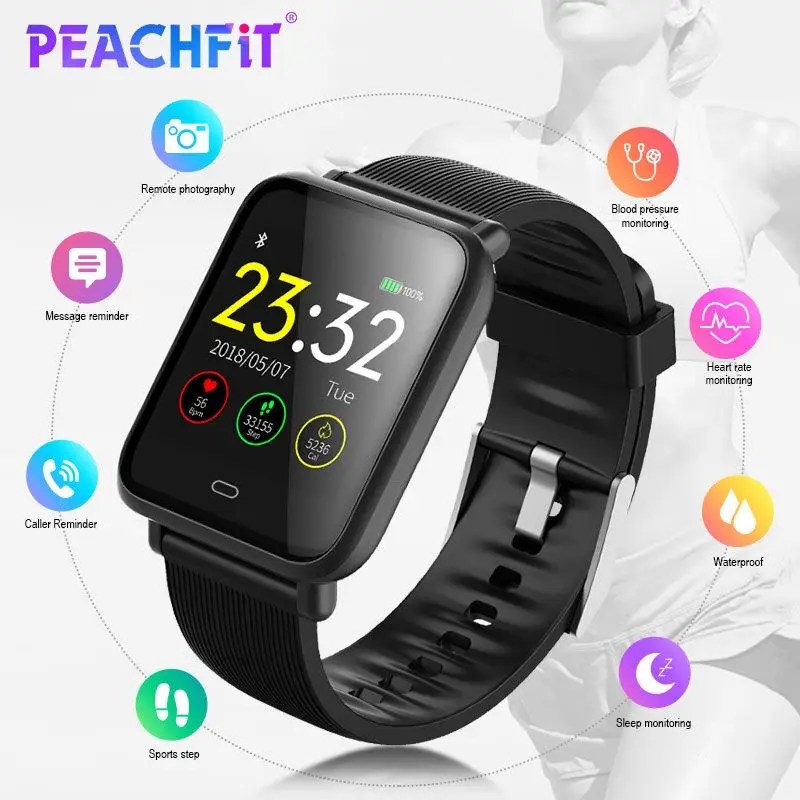 PEACHFIT Q9 крови Давление монитор сердечного ритма Смарт часы IP67 Водонепроницаемый