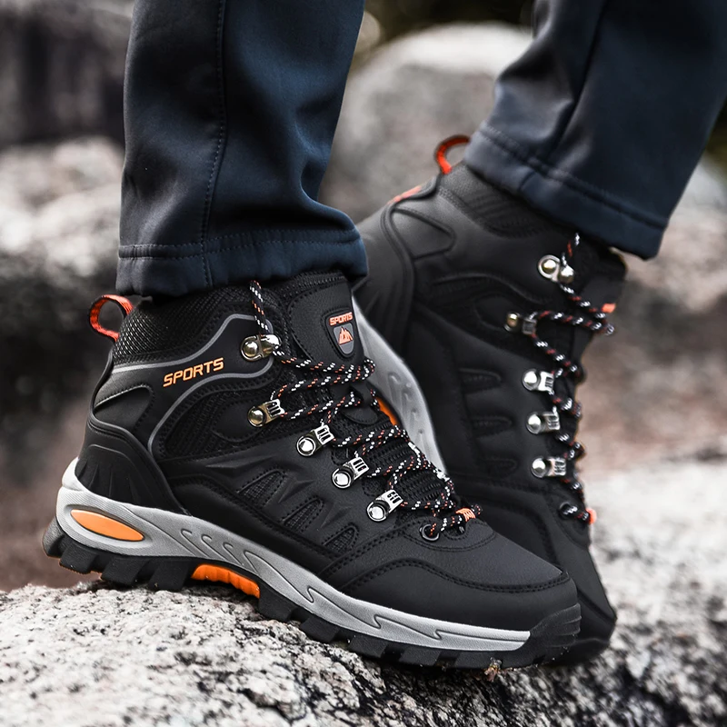 

Large Size 36-48 Fashion Couple High-top Outdoor Hiking Shoes Breathable Men's Casual Sneakers Round Toe Adult Outdoor Boots