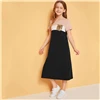 Multicolor SHEIN/длинное платье-туника с блестками и карманами для девочек; коллекция года; сезон лето; детская повседневная футболка с короткими рукавами - Цвет: Multicolor