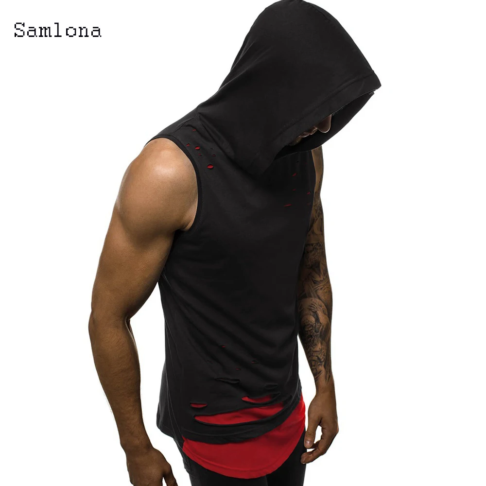 

Samlona New Fashion Men Tank Top Leisure Casual Shirt Male 2020 Summer Hip Hop Sleeveless Vest Clothing Hip Hop Muscle Man Tops