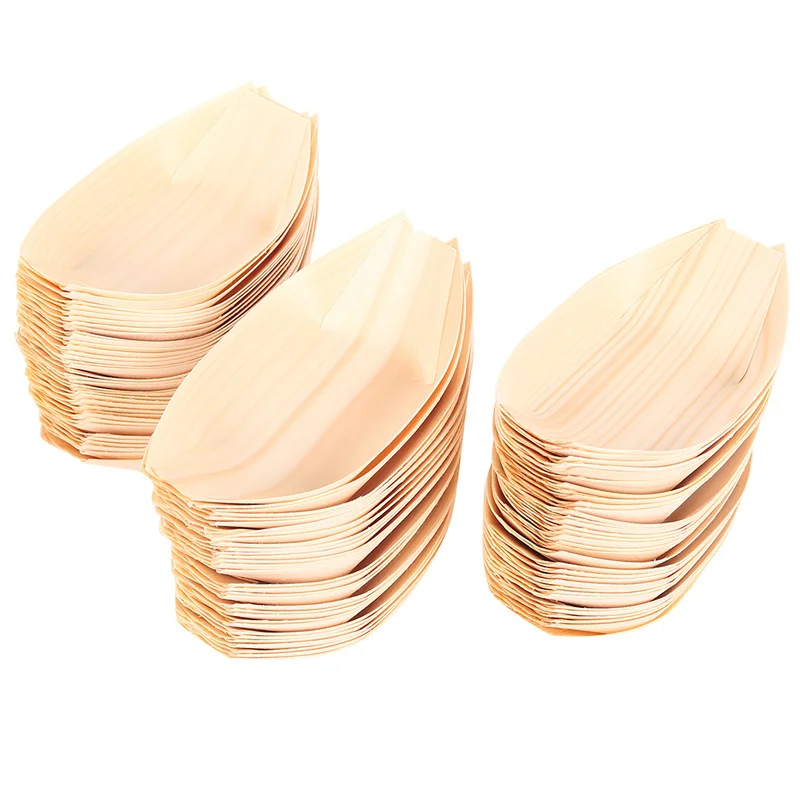 100 шт. одноразовые столовые приборы десертные тарелки Суши Лодка Корабль форма