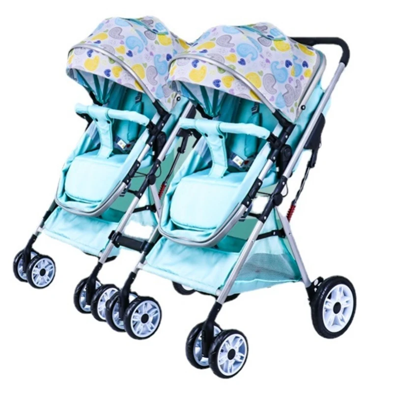2021 New Twin Baby Stroller Lightweight High Landscape Can Sit and Lie Split Folding Double Child Stroller